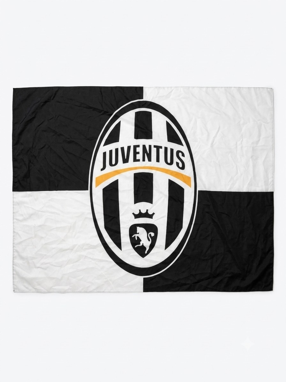 Vintage Juventus FC Soccer Flag Banner Large 55x40 Crest Logo Black White